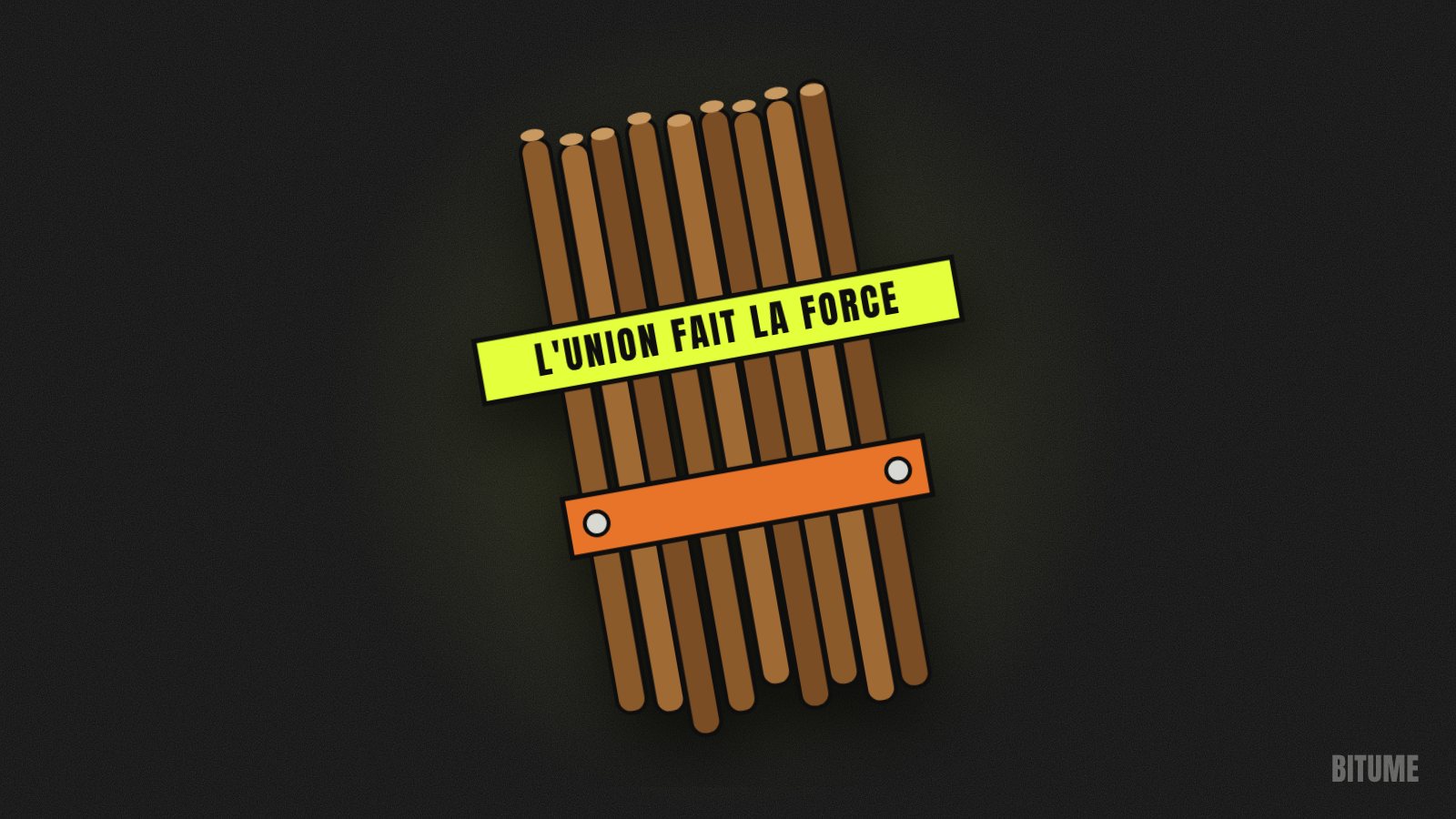 Illustration d'un fagot de bâtons noué, « L'union fait la force »
